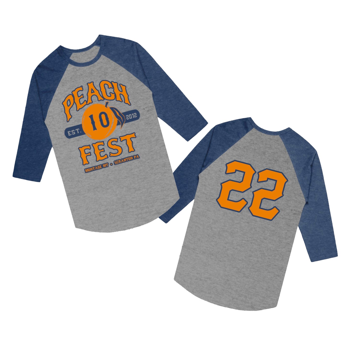 HEATHER GRAY/NAVY RAGLAN PEACH FEST 2022