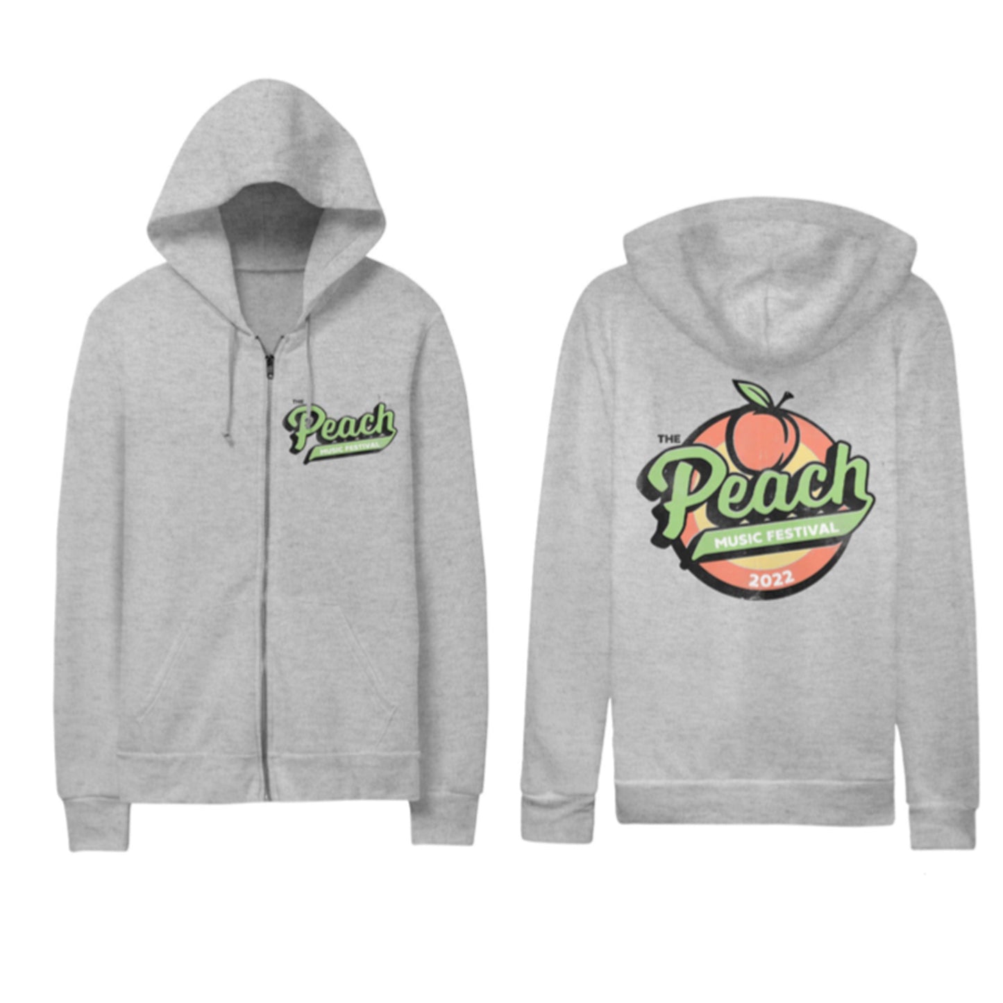 HEATHER GRAY ZIP HOODIE PEACH CIRCLE Peach Fest 2022