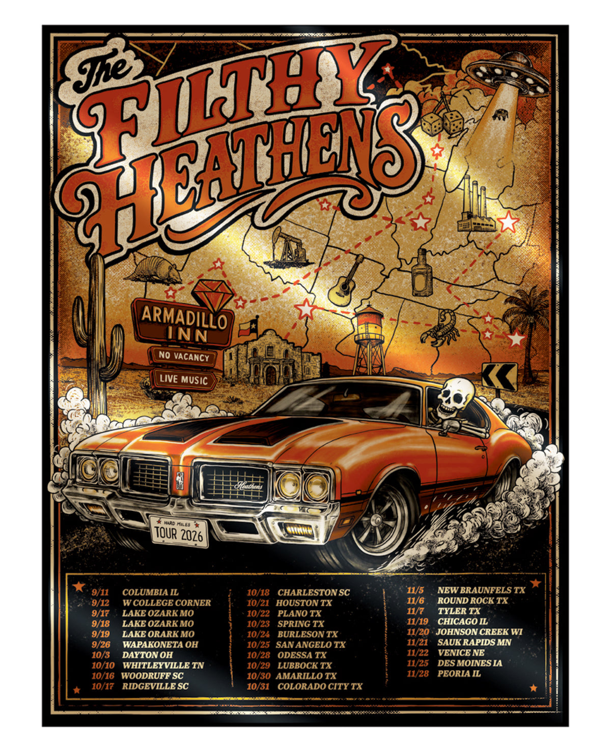The Filthy Heathens Tour Foil Poster D12