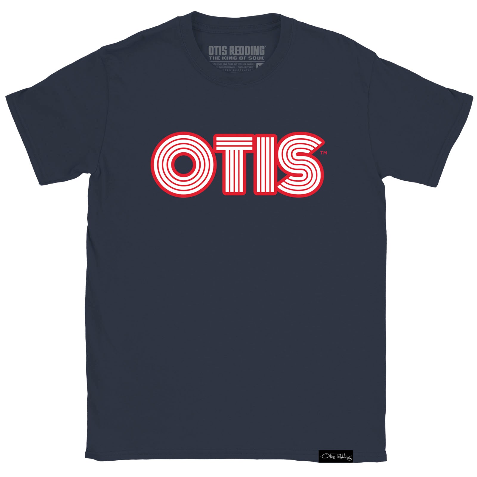 Black t-shirt with red and white 'OTIS' logo on a white background