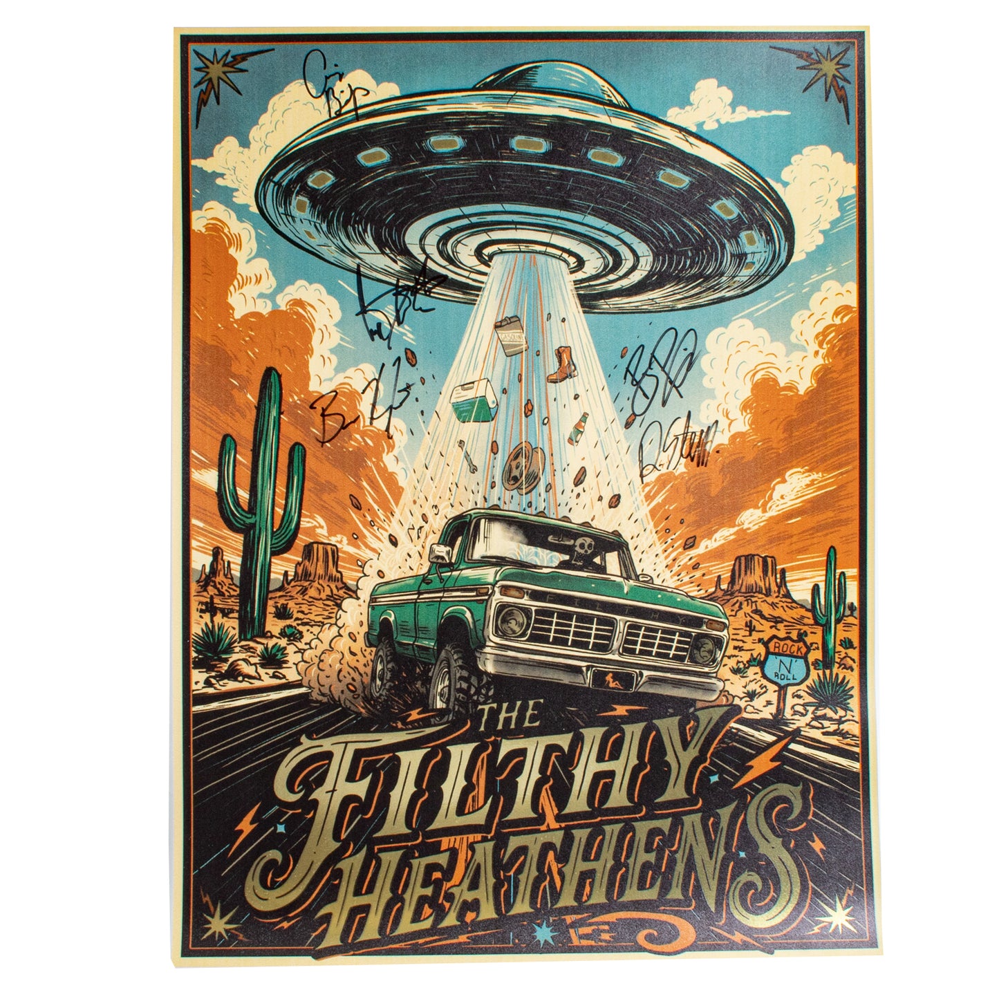 The Filthy Heathens UFO Foil Poster (AUTOGRAPHED)  D12