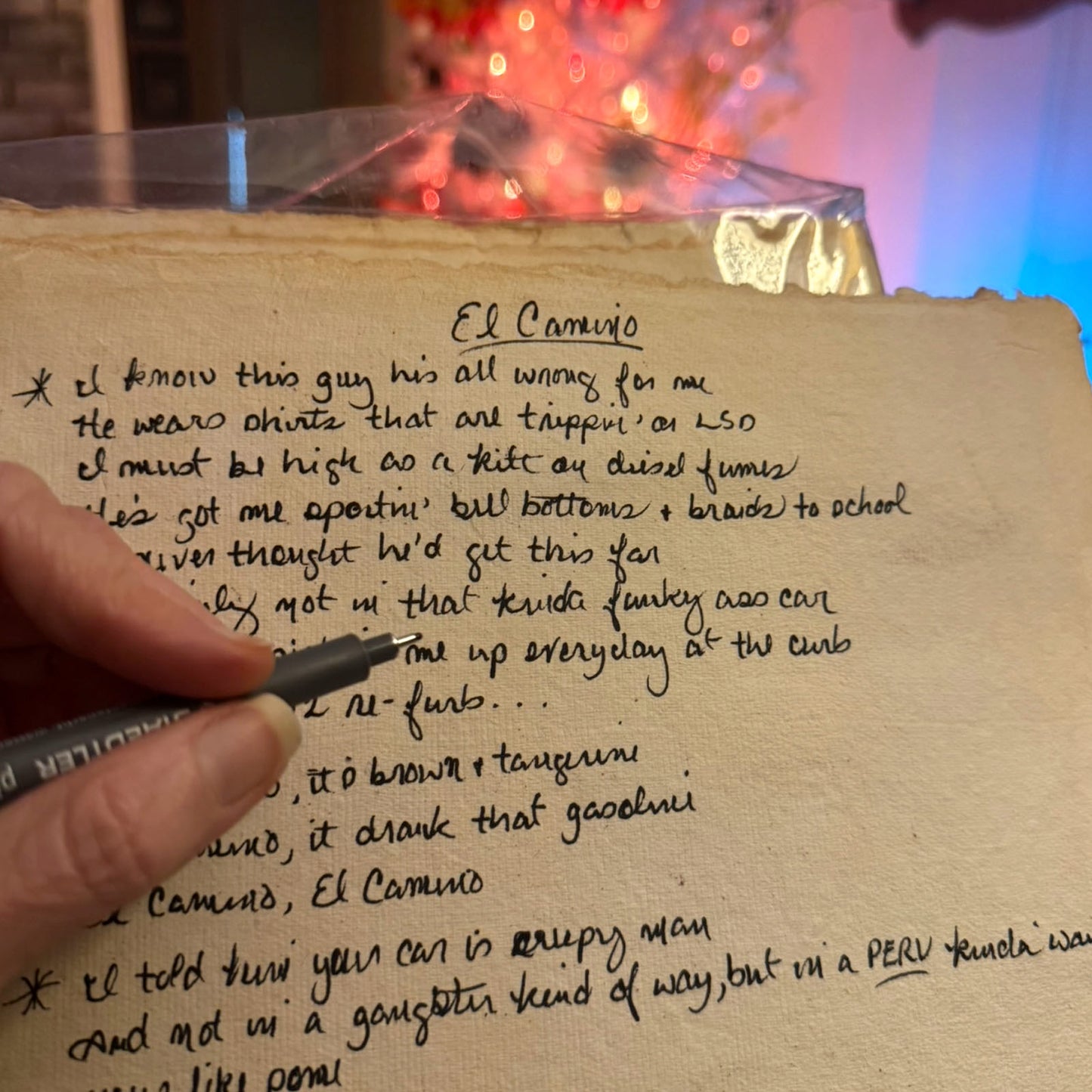 Hand Written Lyric Sheet with CD - Elizabeth Cook Welder CD