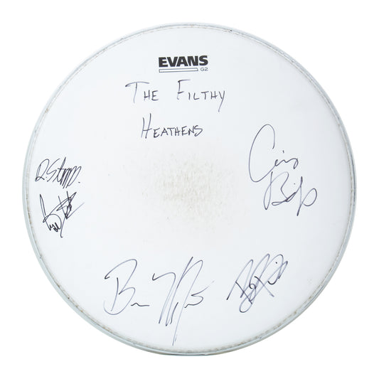 The Filthy Heathens Autographed Stage Played Drum Head
