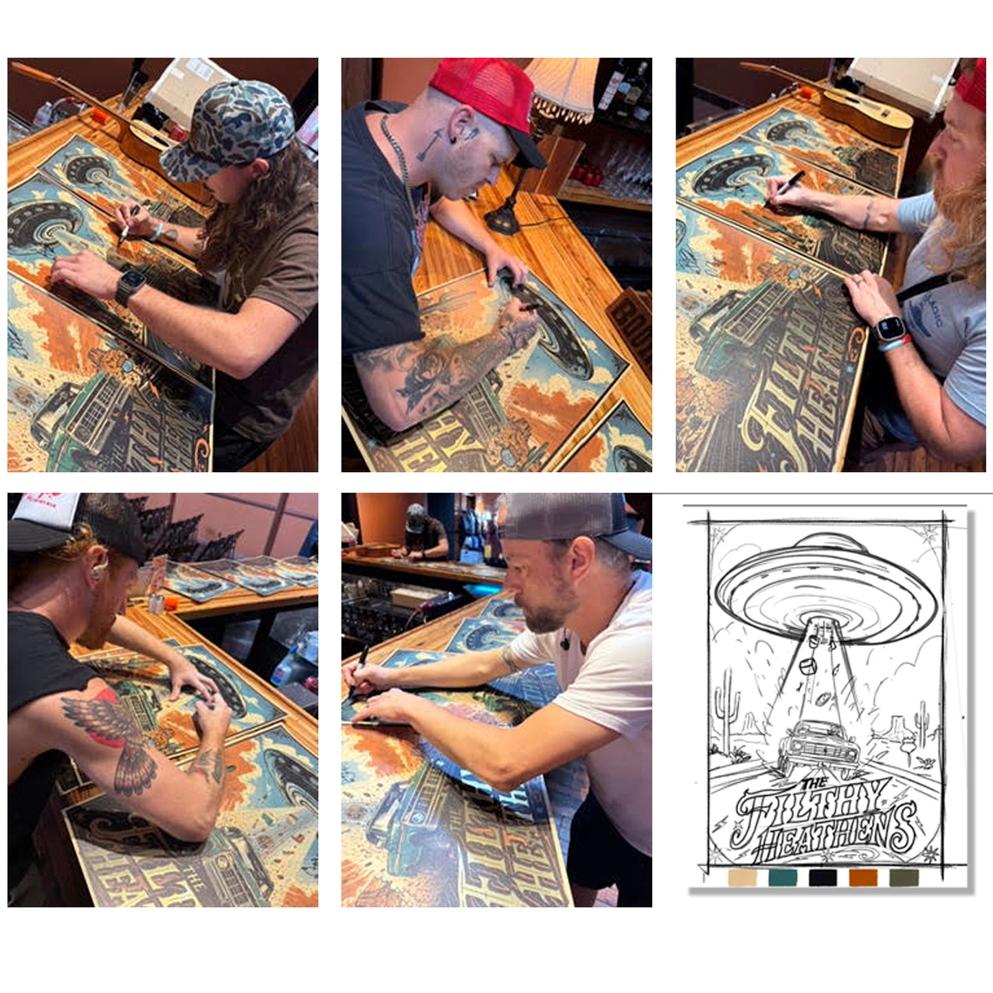 The Filthy Heathens UFO Foil Poster (AUTOGRAPHED)  D12