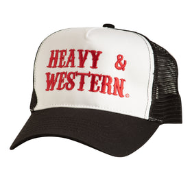 Heavy and Western Red and White Trucker Hat