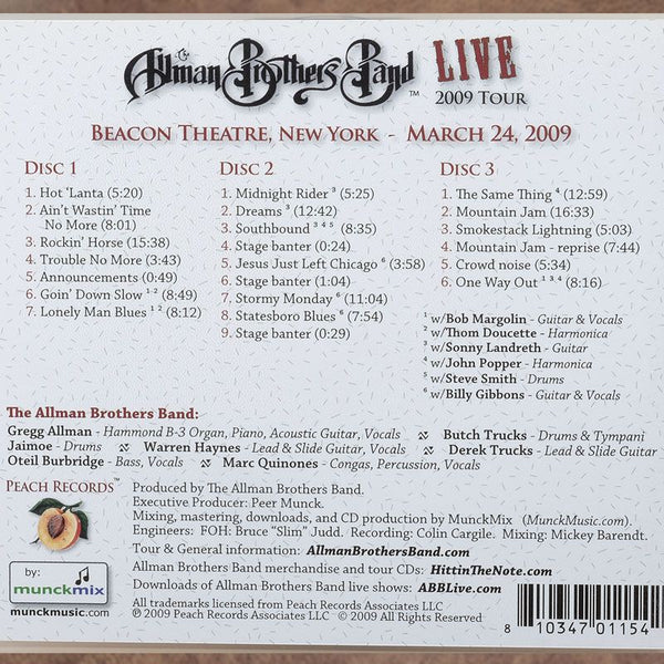 The Allman Brothers 40th Beacon NYC March 24 2009 CD