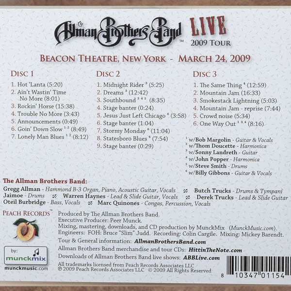 The Allman Brothers 40th Beacon NYC March 24 2009 CD
