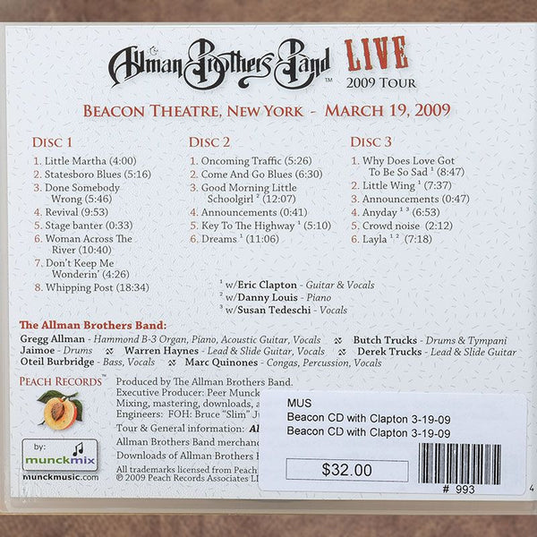 The Allman Brothers 40th Beacon NYC March 19 2009 CD