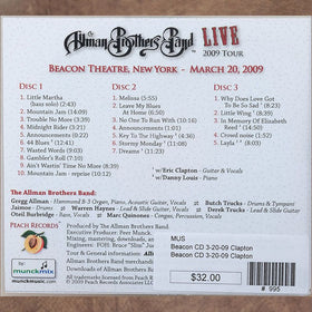 The Allman Brothers 40th Beacon NYC March 20 2009 CD