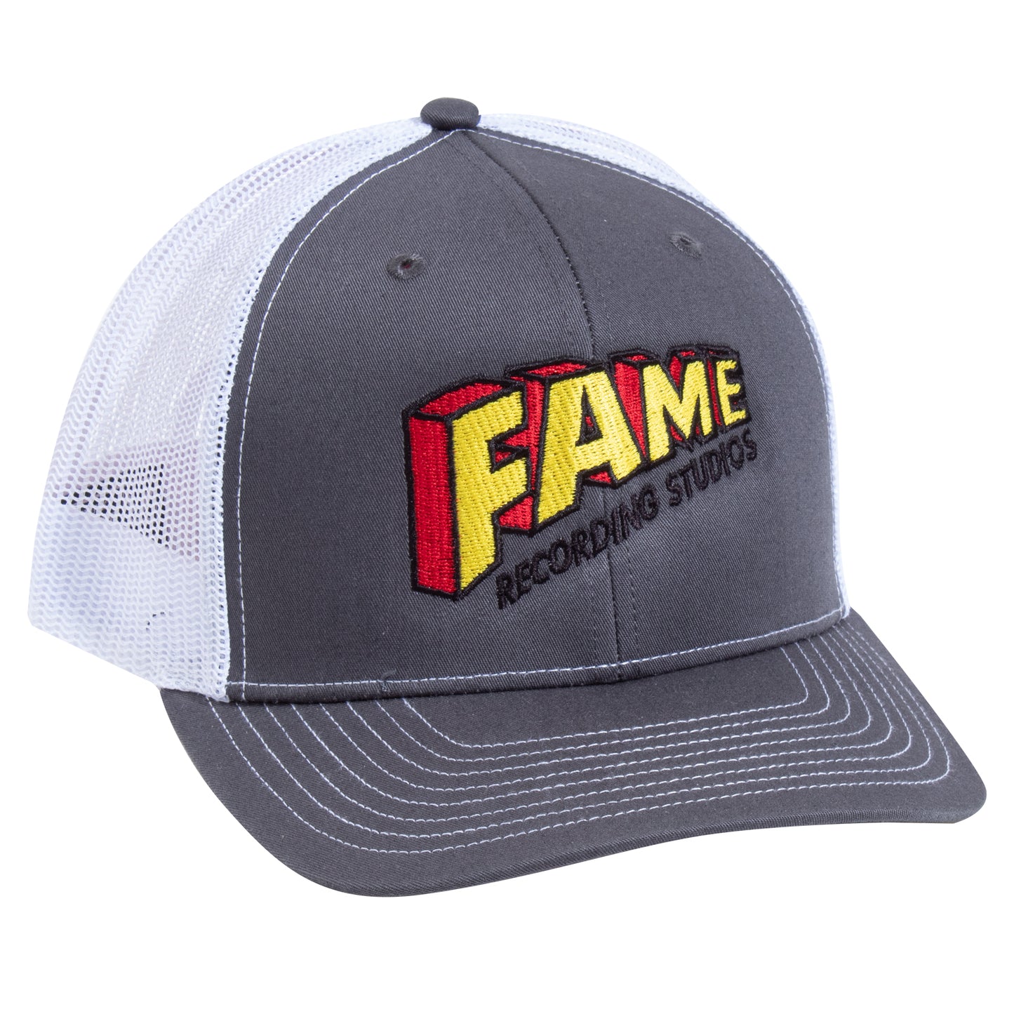 Gray and White Mesh hat with Fame Logo