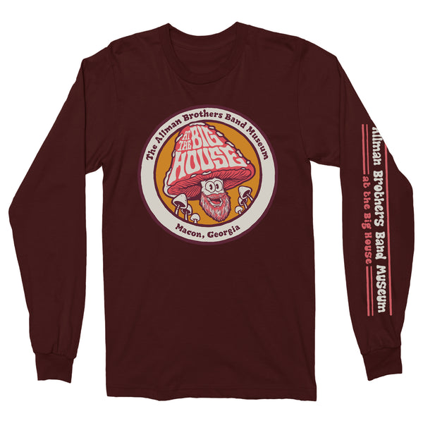 Big House Museum Shroom Dude Long Sleeve Maroon